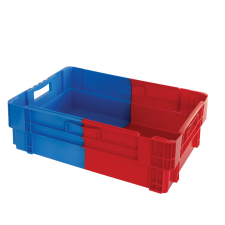 Bac plein empilable emboîtable 600 x 400 x 184 mm bicolore 34 L – bleu/rouge