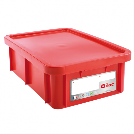 Bac HACCP 25 L rectangulaire + couvercle - rouge 