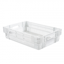 Caisse ajourée empilable emboitable 600 x 400 x 145 mm - 27 L - blanc