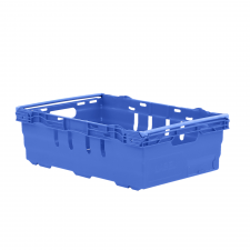 Caisse ajourée emboîtable, empilable sur barres 600 x 400 x 199 mm - 35 L – bleu