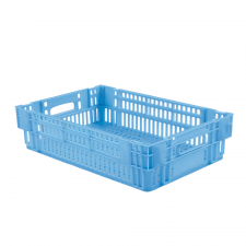 Caisse ajourée empilable emboitable 600 x 400 x 146 mm - 27 L - bleu