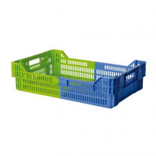 Caisse ajourée empilable emboitable 600 x 400 x 153 mm bicolore 27 L - bleu/vert