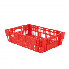 Caisse ajourée empilable emboitable 600 x 400 x 146 mm - 27 L - rouge