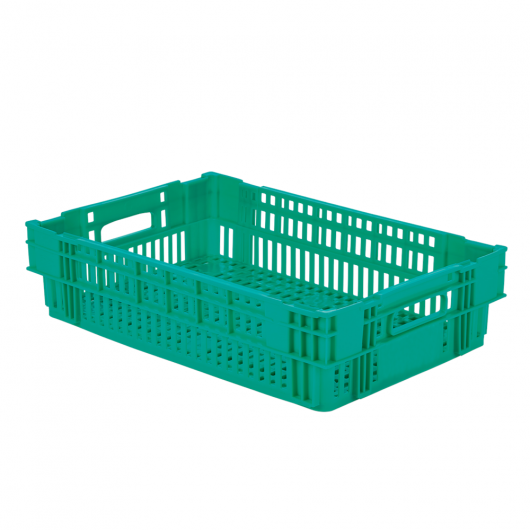 Caisse ajourée empilable emboitable 600 x 400 x 146 mm - 27 L - vert