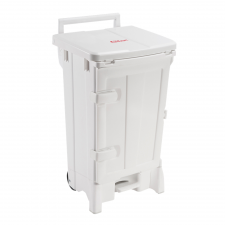 Collecteur à pédale 90 L + porte - couvercle blanc