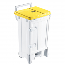 Collecteur à pédale 90 L + porte - couvercle jaune