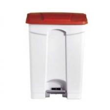 Poubelle plastique HACCP 90L couvercle rouge