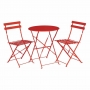 Lot de 2 chaises de terrasse en acier coloré rouges