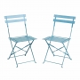 Lot de 2 chaises de terrasse en acier coloré bleues turquoise