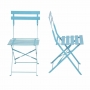 Lot de 2 chaises de terrasse en acier coloré bleues turquoise