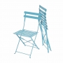 Lot de 2 chaises de terrasse en acier coloré bleues turquoise