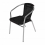 Fauteuils en rotin empilables noirs et aluminium (lot de 4)