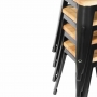Tabourets bistro bas en acier noir avec assise en bois (lot de 4)
