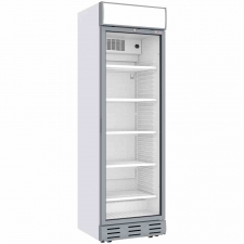 Vitrine ventilée positive 382 L blanche avec caisson lumineux