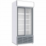 Vitrine ventilée positive 783 L 2 portes coulissantes avec caisson lumineux blanche
