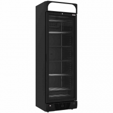 Vitrine ventilée négative vitrée 374 L 5 niveaux fixes avec caisson lumineux noire