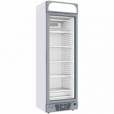 Vitrine ventilée négative vitrée 374 L 5 niveaux fixes avec caisson lumineux blanche