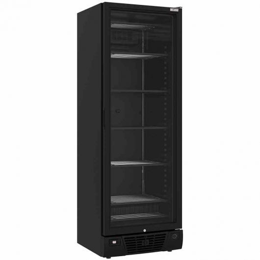 Vitrine ventilée négative vitrée 382 L 5 niveaux fixes noire