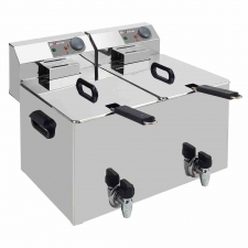 Friteuse de table électrique 2x 8 L + robinet de vidange
