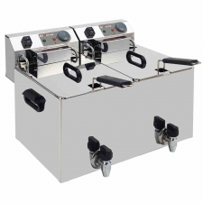 Friteuse de table électrique 2x 10 L + robinet de vidange