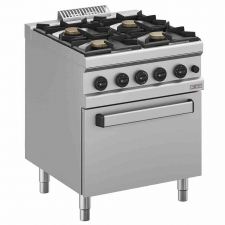 Fourneau gaz 4 feux vifs sur four gaz GN 2/1