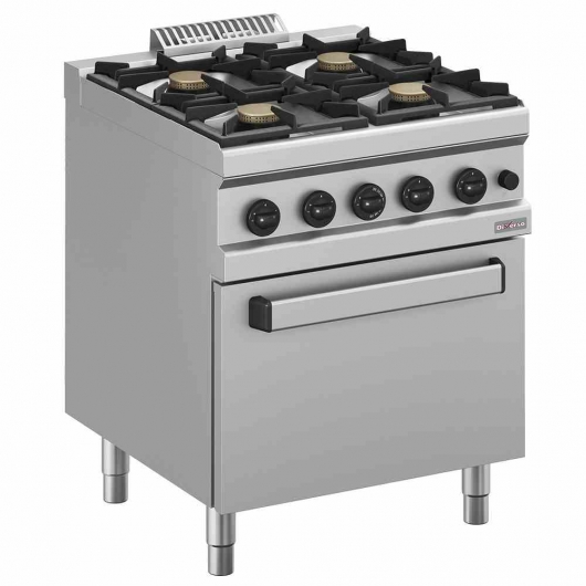 Fourneau gaz 4 feux vifs sur four gaz GN 2/1