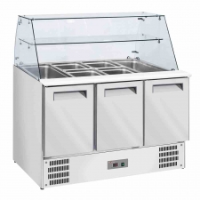 Saladette avec vitre bombée 4x GN 1/1-150 mm + réserve 3 portes GN 1/1