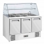 Saladette avec vitre bombée 4x GN 1/1-150 mm + réserve 3 portes GN 1/1