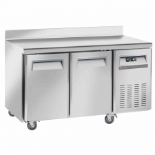 Table de congélation ventilée 2 portes GN 1/1 avec dosseret sur roues 2 avec freins