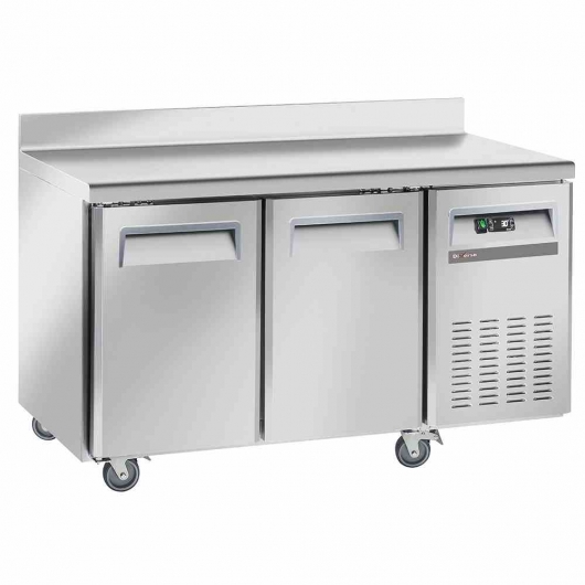 Table de congélation ventilée 2 portes GN 1/1 avec dosseret sur roues 2 avec freins