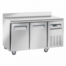 Table frigorifique ventilée 2 portes GN1/1 avec dosseret sur roues 2 avec freins