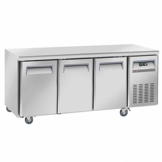 Table frigorifique ventilée 3 portes GN 1/1 sur roues 2 avec freins