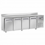 Table frigorifique ventilée 4 portes GN 1/1 avec dosseret sur roues 2 avec freins
