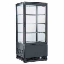 Vitrine de table ventilée 4 faces vitrées 4 niveaux 80 L noire