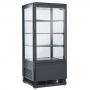 Vitrine de table ventilée 4 faces vitrées 4 niveaux 80 L noire