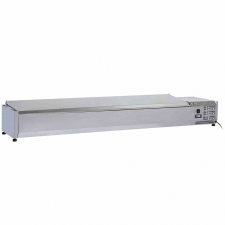 Vitrine à ingrédients 10x GN 1/4-150 mm avec couvercle inox