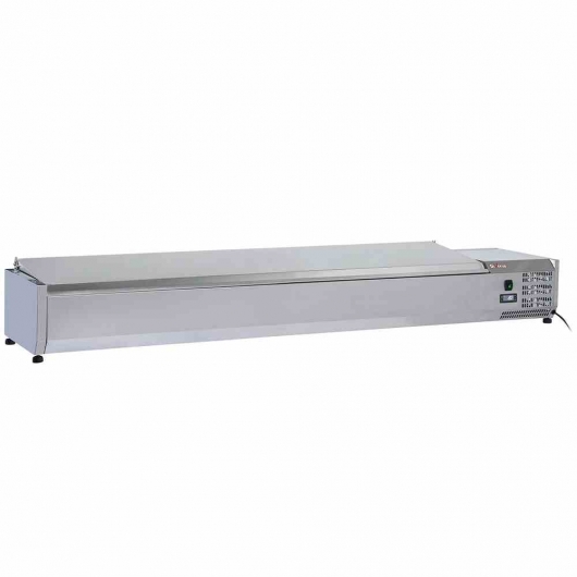 Vitrine à ingrédients 10x GN 1/4-150 mm avec couvercle inox