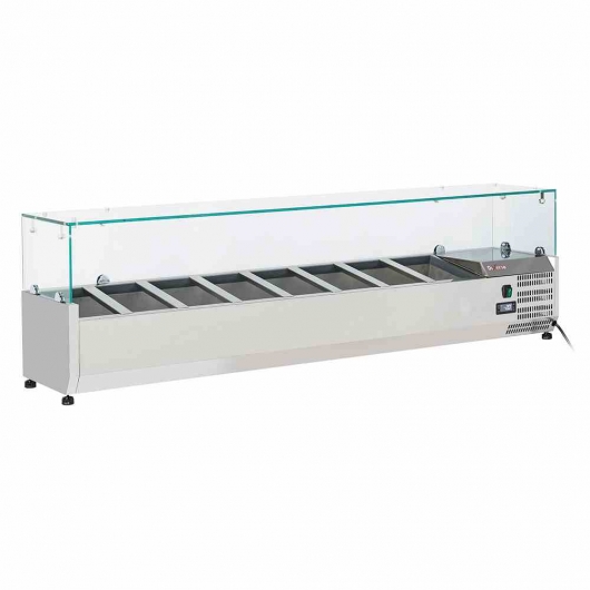 Vitrine à ingrédients 8x GN 1/4-150 mm avec vitre