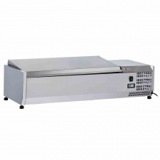 Vitrine à ingrédients 3 x GN 1/3 & 1x GN 1/2-150 mm avec couvercle inox