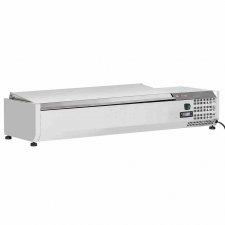 Vitrine à ingrédients 5 x GN 1/3 & 1x GN 1/2-150 mm avec couvercle inox