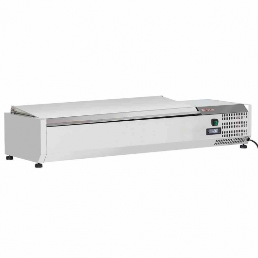 Vitrine à ingrédients 5 x GN 1/3 & 1x GN 1/2-150 mm avec couvercle inox