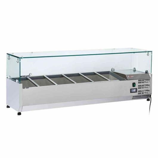 Vitrine à ingrédients 5 x GN 1/3 & 1x GN 1/2-150 mm avec vitre
