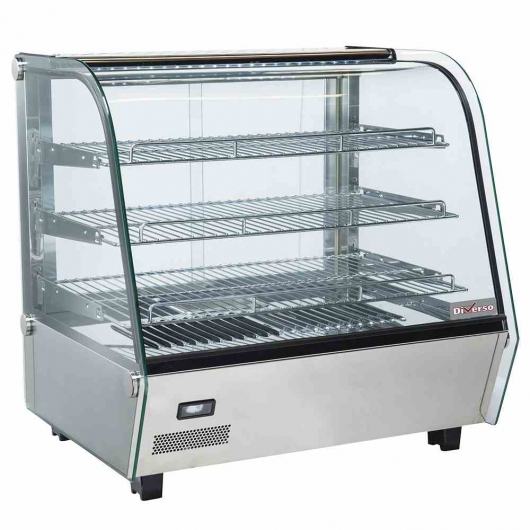Vitrine chauffante de table 3 niveaux vitre bombée L. 692 mm