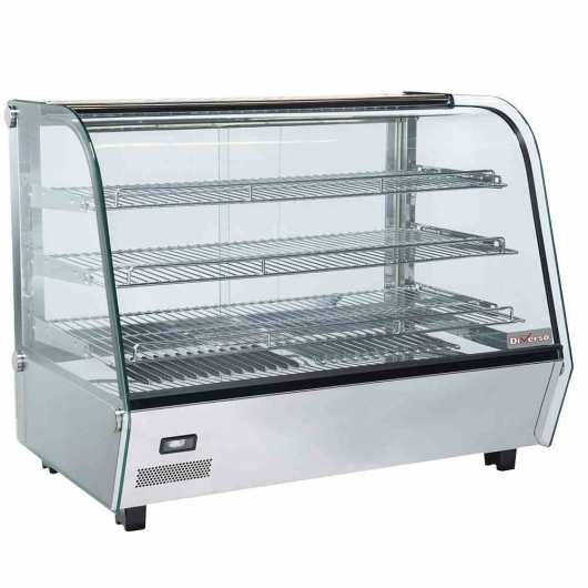 Vitrine chauffante de table 3 niveaux vitre bombée L. 870 mm