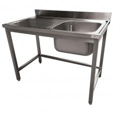 Plonge inox ECO 1 cuve égouttoir gauche sans tablette L. 1200 mm P. 700 mm