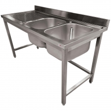 Plonge inox ECO 2 cuves égouttoir gauche sans tablette L. 1800 mm P. 700 mm