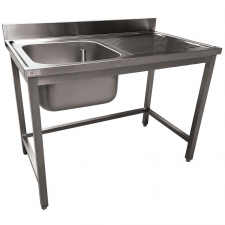 Plonge inox ECO 1 cuve égouttoir droite sans tablette L. 1200 mm P. 700 mm