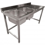 Plonge inox ECO 2 cuves égouttoir droite sans tablette L. 1800 mm P. 700 mm