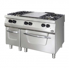 Fourneau gaz sur four gaz 4 brûleurs 6 kW + plaque coup de feu