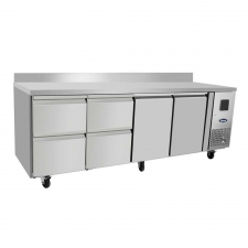 Table réfrigérée positive GN 1/1 2 portes 4 tiroirs avec dosseret